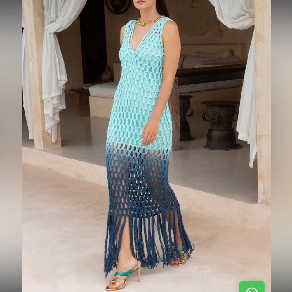 Blue ombré Crochet Dress NWT